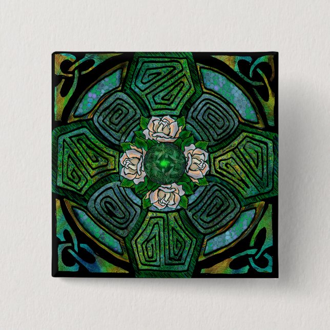 Bóton Quadrado 5.08cm Botão transversal de Connemara (Frente)