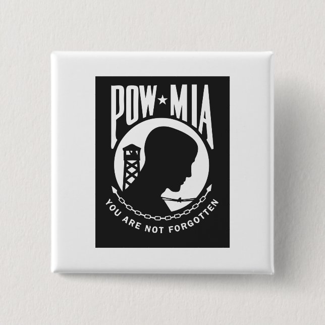 Bóton Quadrado 5.08cm Botão traseiro do pino POW MIA (Frente)