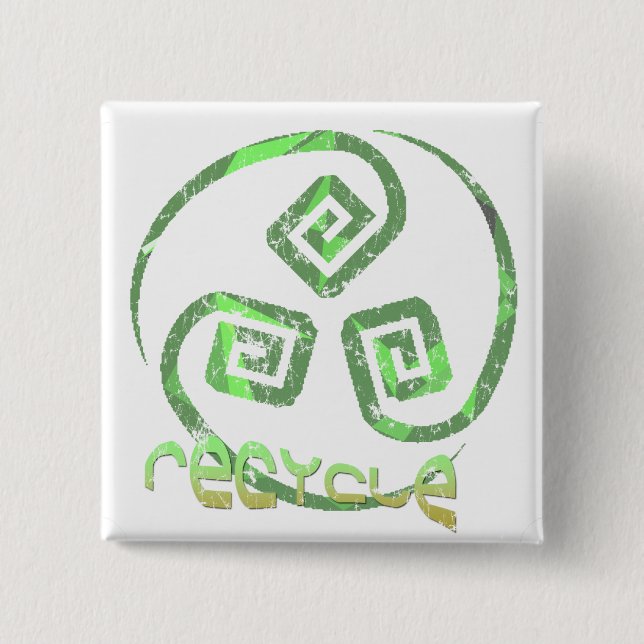 Bóton Quadrado 5.08cm Botão tribal do reciclar (Frente)