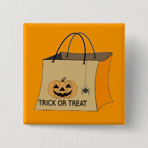Bóton Quadrado 5.08cm Botão Trick or Tratat Halloween