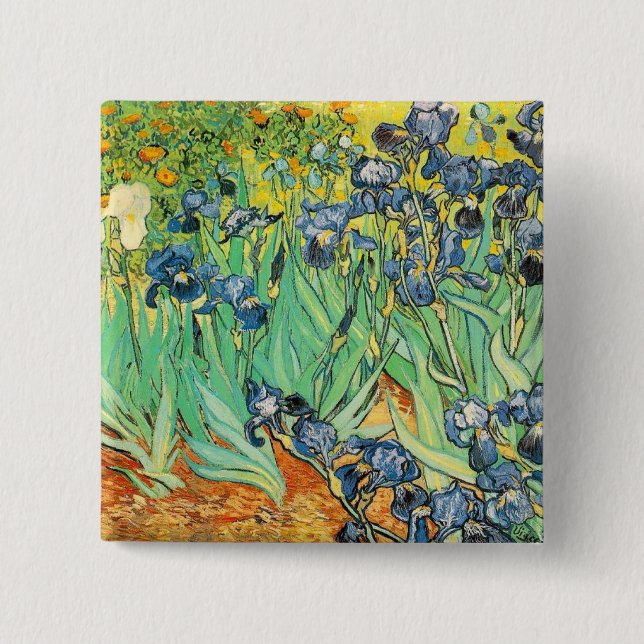 Bóton Quadrado 5.08cm Botão Van Gogh Irises (Frente)