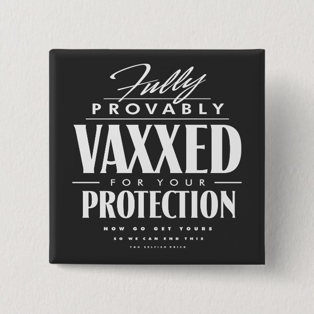 Bóton Quadrado 5.08cm Botão Vaxxed (Frente)