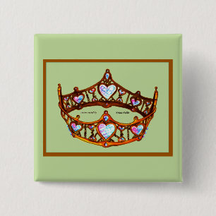 Bóton Quadrado 5.08cm Botão verde da horta da Coroa Dourada Tiara