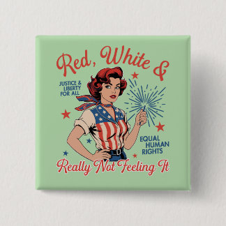 Bóton Quadrado 5.08cm Botão Vermelho Branco e Realmente Não Estou Ligado