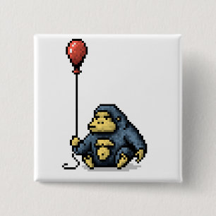 Bóton Quadrado 5.08cm Botão vermelho da arte do pixel da máscara do