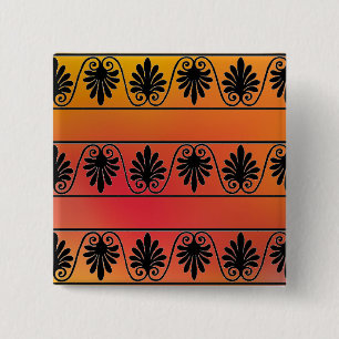 Bóton Quadrado 5.08cm Botão Vermelho e Laranja