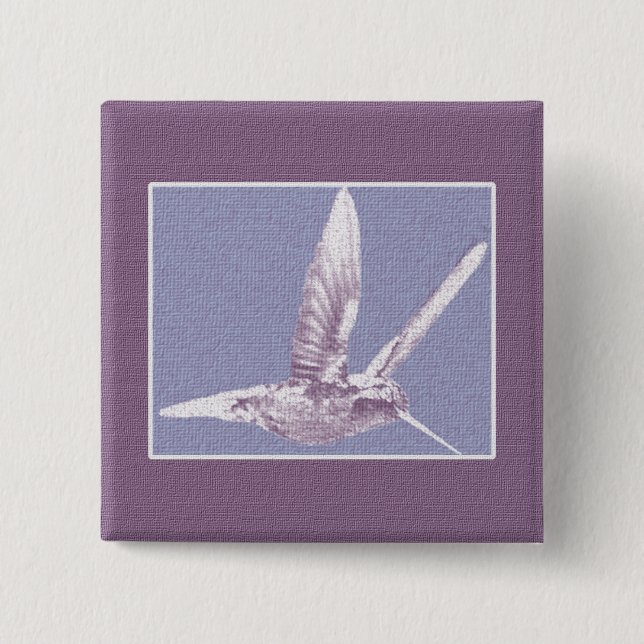 Bóton Quadrado 5.08cm Botão Violet Hummingbird (Frente)