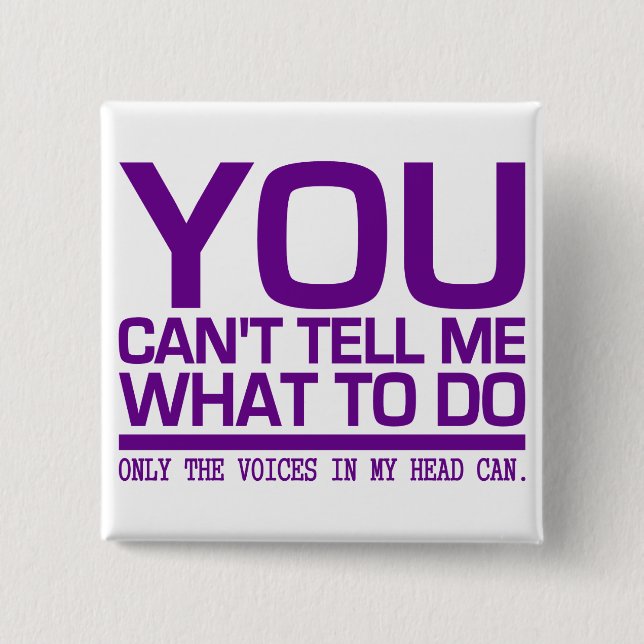 Bóton Quadrado 5.08cm botão VOICES IN MY HEAD (VOZES NA MINHA CABEÇA) (Frente)