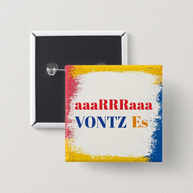 Bóton Quadrado 5.08cm Botão Vontz Es (Frente & Verso)