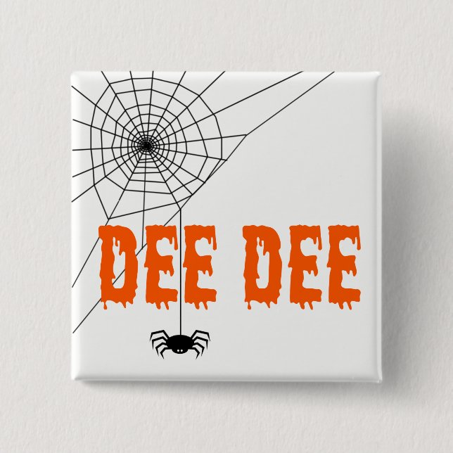 Bóton Quadrado 5.08cm Botão Web Dee Dee Orange Driting Font Spider (Frente)