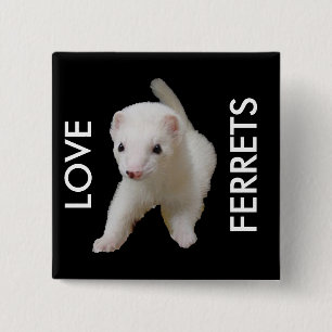 Bóton Quadrado 5.08cm Botão White Baby Ferret