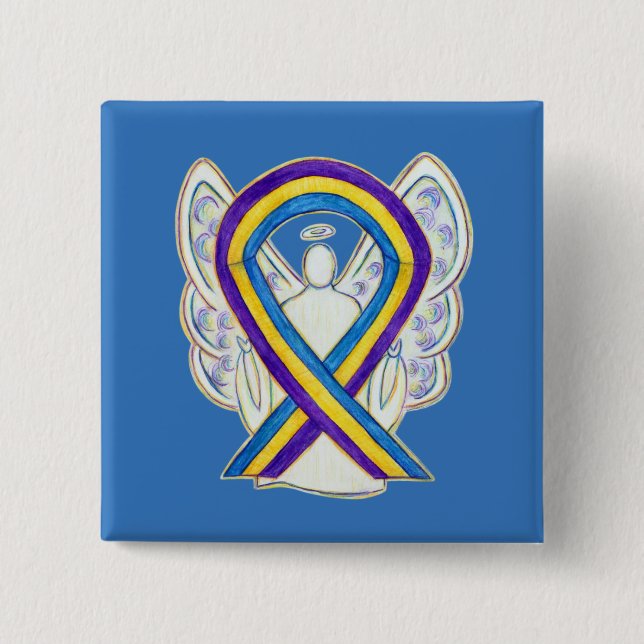 Bóton Quadrado 5.08cm Botões Anjo de Sensibilização do Cancer da Bexiga (Frente)