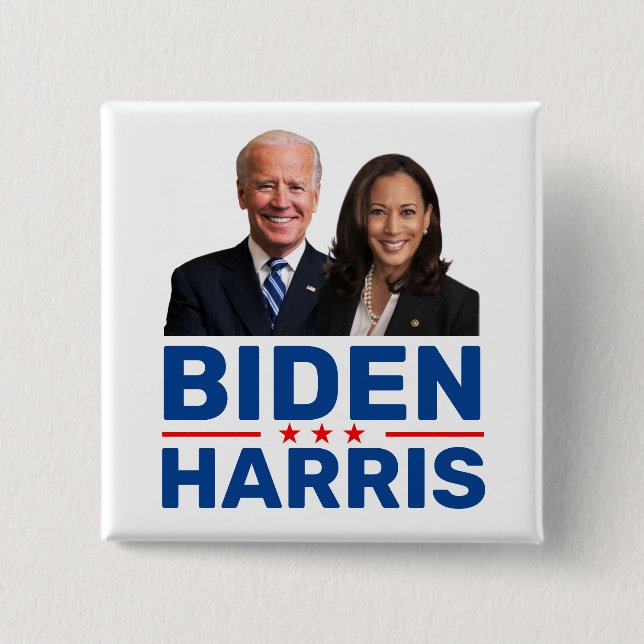 Bóton Quadrado 5.08cm Botões da Campanha Coletiva Biden Harris 2020 (Frente)