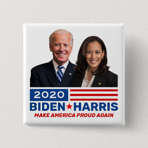 Bóton Quadrado 5.08cm Botões da Campanha Coletiva Biden Harris 2020