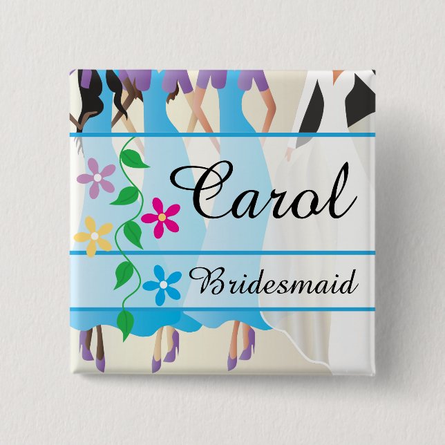 Bóton Quadrado 5.08cm Botões de Janto e nome do ensaio de noivas (Frente)