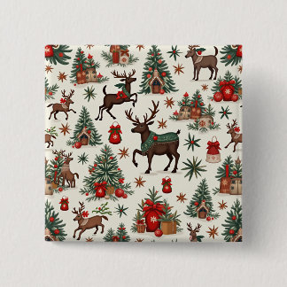 Bóton Quadrado 5.08cm Botões de Natal