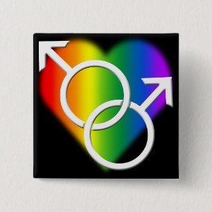 Bóton Quadrado 5.08cm Botões de orgulho gay Mesmo Sexo Arco-Íris Botõ