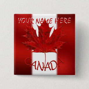 Bóton Quadrado 5.08cm Botões de Sinalizador do Canadá Personalizados S