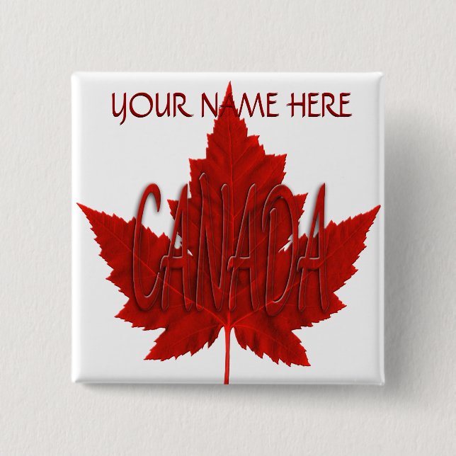 Bóton Quadrado 5.08cm Botões de Souvenir do Canadá Personalizados (Frente)