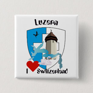 Bóton Quadrado 5.08cm Botões de Suiça Luzern Schweiz Suisse Svizzera