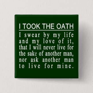 Bóton Quadrado 5.08cm Botões do juramento de John Galt