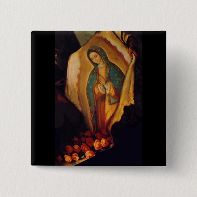 Bóton Quadrado 5.08cm botões guadalupe tilma (Frente)