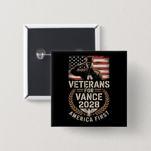 Bóton Quadrado 5.08cm Botões JD VANCE PARA PRESIDENTE VETERANOS 2028