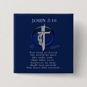 Bóton Quadrado 5.08cm Botões João 3:16