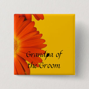 Bóton Quadrado 5.08cm botões laranja gerbera daisy flower.