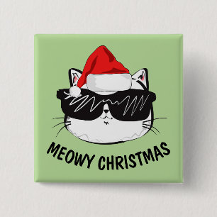 Bóton Quadrado 5.08cm Botões MEOWY CHRISTMAS CAT