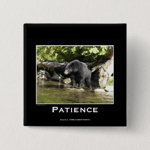 Bóton Quadrado 5.08cm Botões Motivacionais de Urso Negro