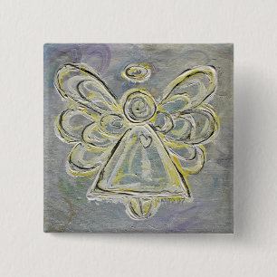 Bóton Quadrado 5.08cm Botões ou pinos de anjo leves e prata