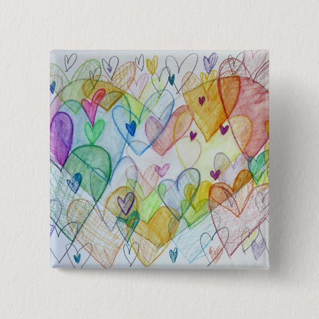 Bóton Quadrado 5.08cm Botões ou pinos de arte comunitários (Frente)