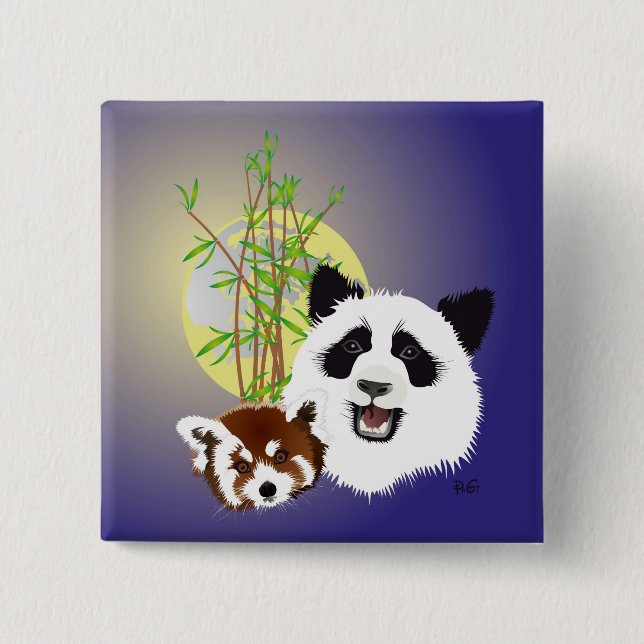 Bóton Quadrado 5.08cm Botões Panda Treffen (Frente)