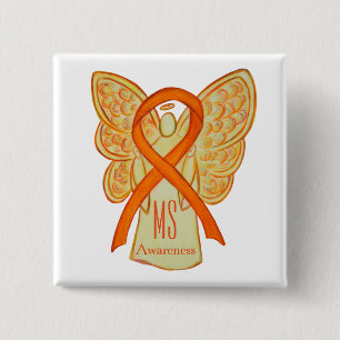 Bóton Quadrado 5.08cm Botões Personalizados Anjo Laranja de Friso de Se