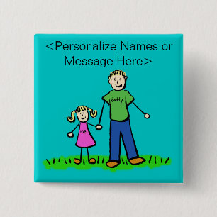 Bóton Quadrado 5.08cm Botões Personalizados da Família pai e Filha