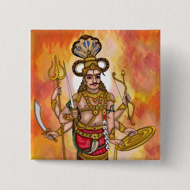 Bóton Quadrado 5.08cm Botões Veerabhadra (Frente)