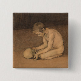 Bóton Quadrado 5.08cm Boy with Skull (por Magnus Enckell)