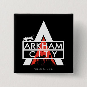 Bóton Quadrado 5.08cm Branco do logotipo da cidade Arkham