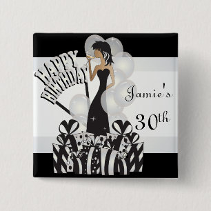 Bóton Quadrado 5.08cm Branco do nome da menina DIY da diva do feliz