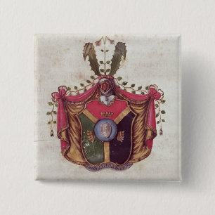 Bóton Quadrado 5.08cm Brasão da família de Linnaeus