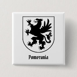 Bóton Quadrado 5.08cm Brasão de Armas da Pomerânia Preto e Branco Heráld