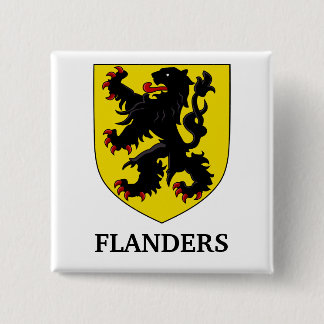 Bóton Quadrado 5.08cm Brasão de Armas de Flandres Leão Heraldico