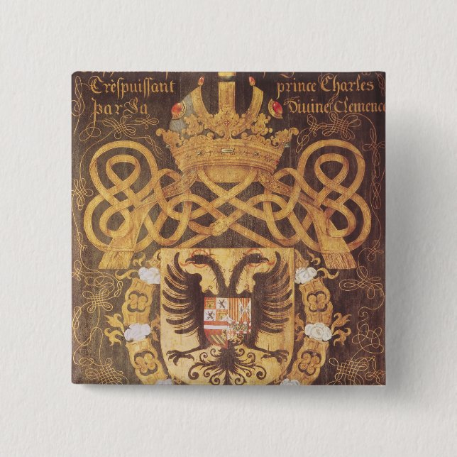 Bóton Quadrado 5.08cm Brasão de Charles V do 2ó capítulo (Frente)
