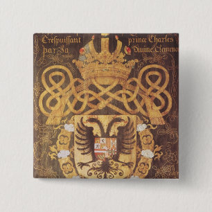 Bóton Quadrado 5.08cm Brasão de Charles V do 2ó capítulo