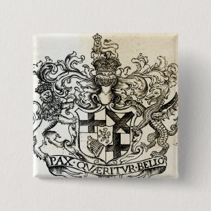 Bóton Quadrado 5.08cm Brasão de Oliver Cromwell
