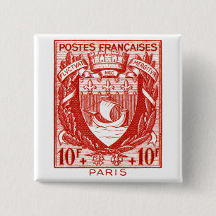Bóton Quadrado 5.08cm Brasão Paris, France