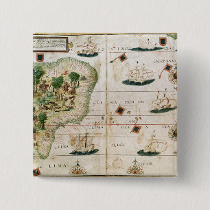 Bóton Quadrado 5.08cm Brasil de "do atlas Miller" por Pedro Reinel