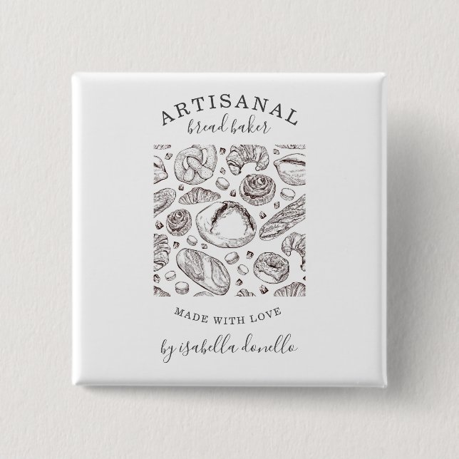 Bóton Quadrado 5.08cm Bread Baker Baker (Frente)