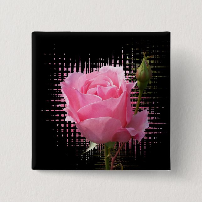 Bóton Quadrado 5.08cm brecha rosa rosa rosa rosa (Frente)